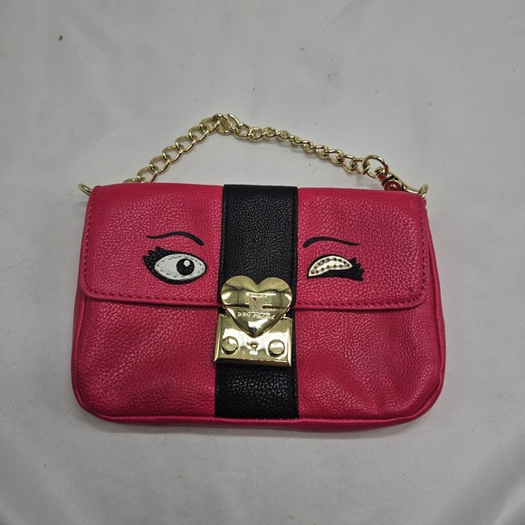 BETSEY JOHNSON BAGUETTE "FIERCE AND FABULOUS"  HEART NOSE  Hot Pink - Picture 1 of 12